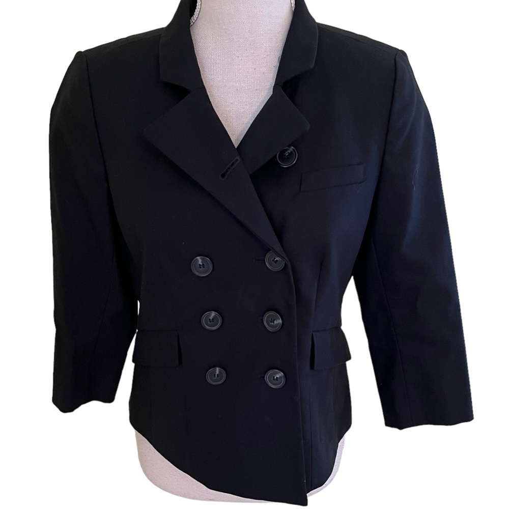 Loft Navy Blue Double Breasted Cotton Blazer 6P